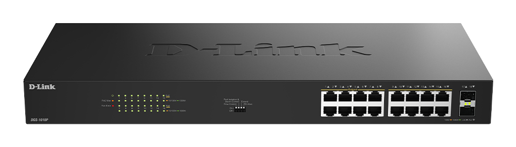 16 Ports GE PoE 30W+2 Ports SFP Unman